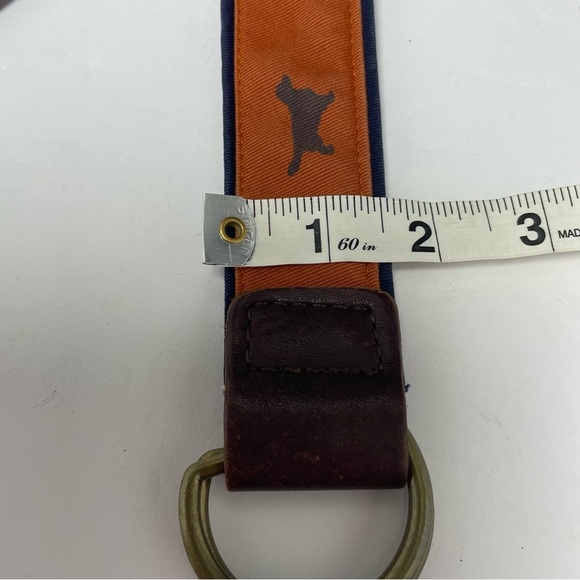 J.Crew‎ Belt womens size 42x1.8 inch  Orange Blue Retriever Dog print Cotton - Picture 11 of 13